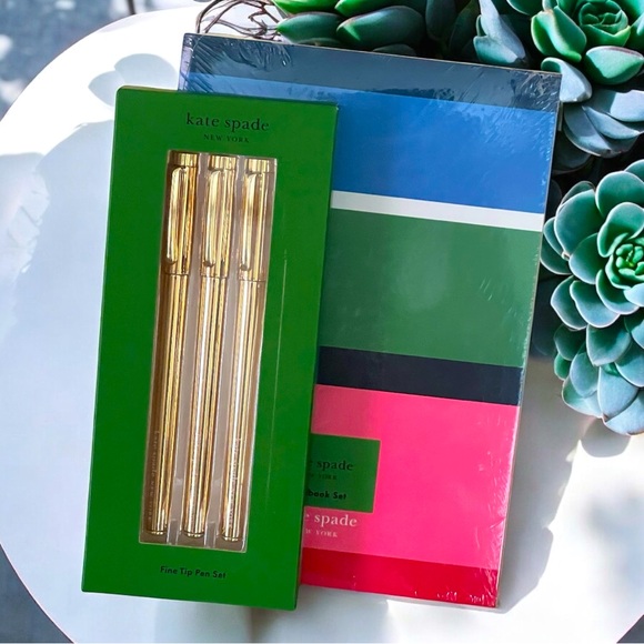 kate spade Other - Kate Spade Triple Notebook Set & Fine Point Pen Set Bundle, NWT
